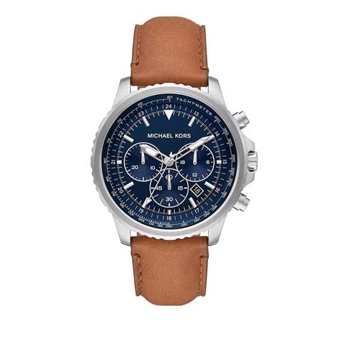 michael kors cortlandt chronograph luggage leather watch|Michael Kors Cortlandt Chronograph Brown Leather Men's Watch .